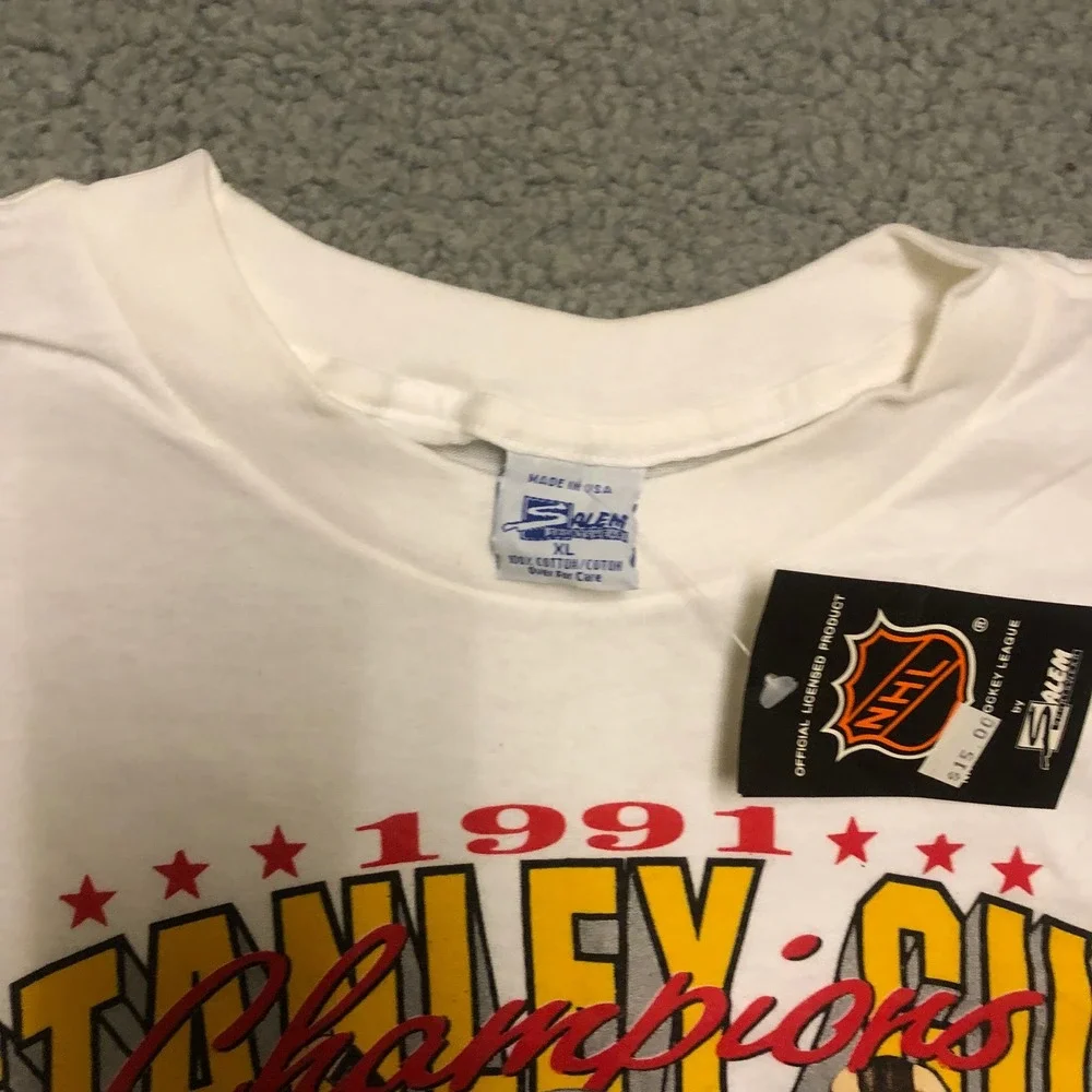 Vintage 1991 Pittsburgh Penguins Stanley Cup Champions Shirt Salem Caricature XL